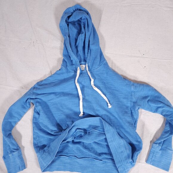 J. Crew Vintage Fleece Cotton Terry Hoodie Womens Small Blue Pullover Pocket - Picture 15 of 16